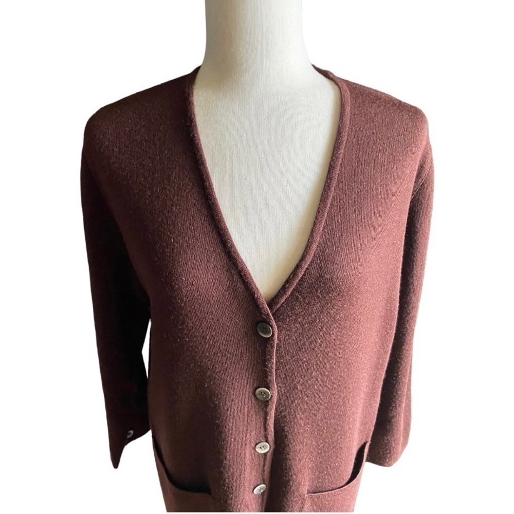 RODIER-BROWN BUTTON FRONT CARDIGAN-SIZE MEDIUM